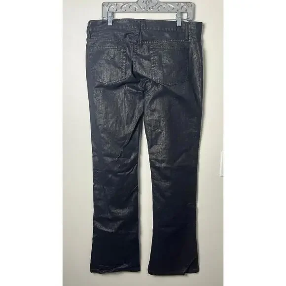 RALPH LAUREN BLACK LABEL GUNMETAL WAX WIDE LEG JEANS - Picture 7 of 12